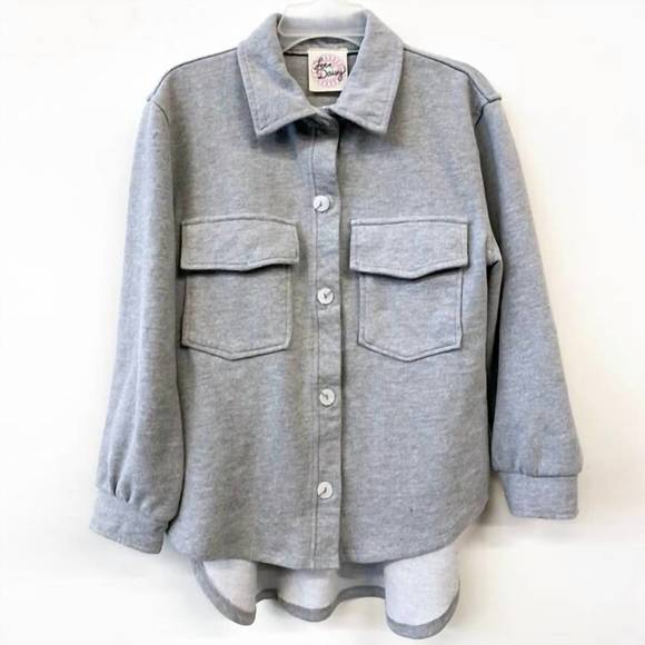 NEW LOVE DAISY shacket with front pockets in grey - Picture 1 of 1